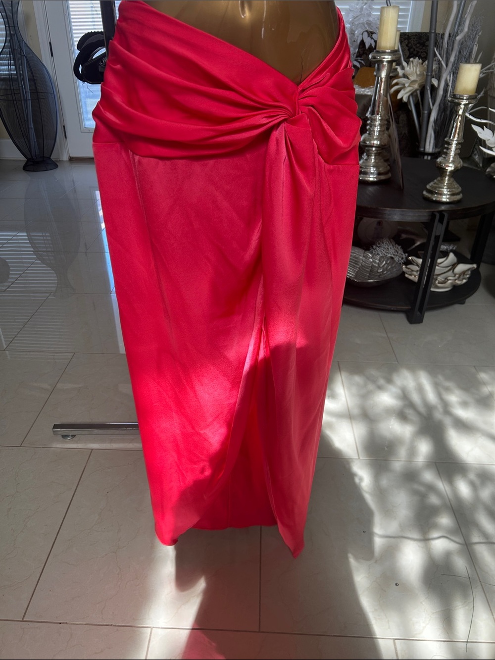 DO+BE Fuchsia Pink Draped Pencil Skirt